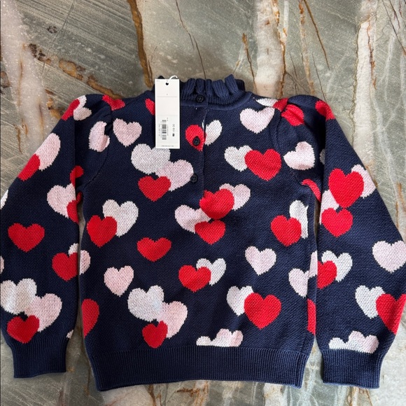 Janie and Jack Blue Sweater with Heart Pattern - Picture 2 of 6